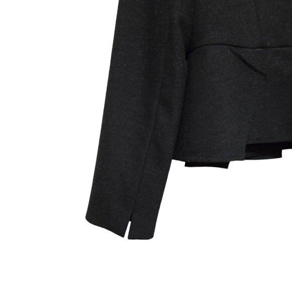 Antonio Melani Gray Single Breasted Peplum Pleated Crop Blazer Sz 2 - Picture 6 of 9